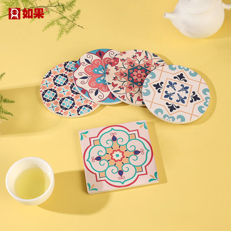 流金岁月花砖杯垫
